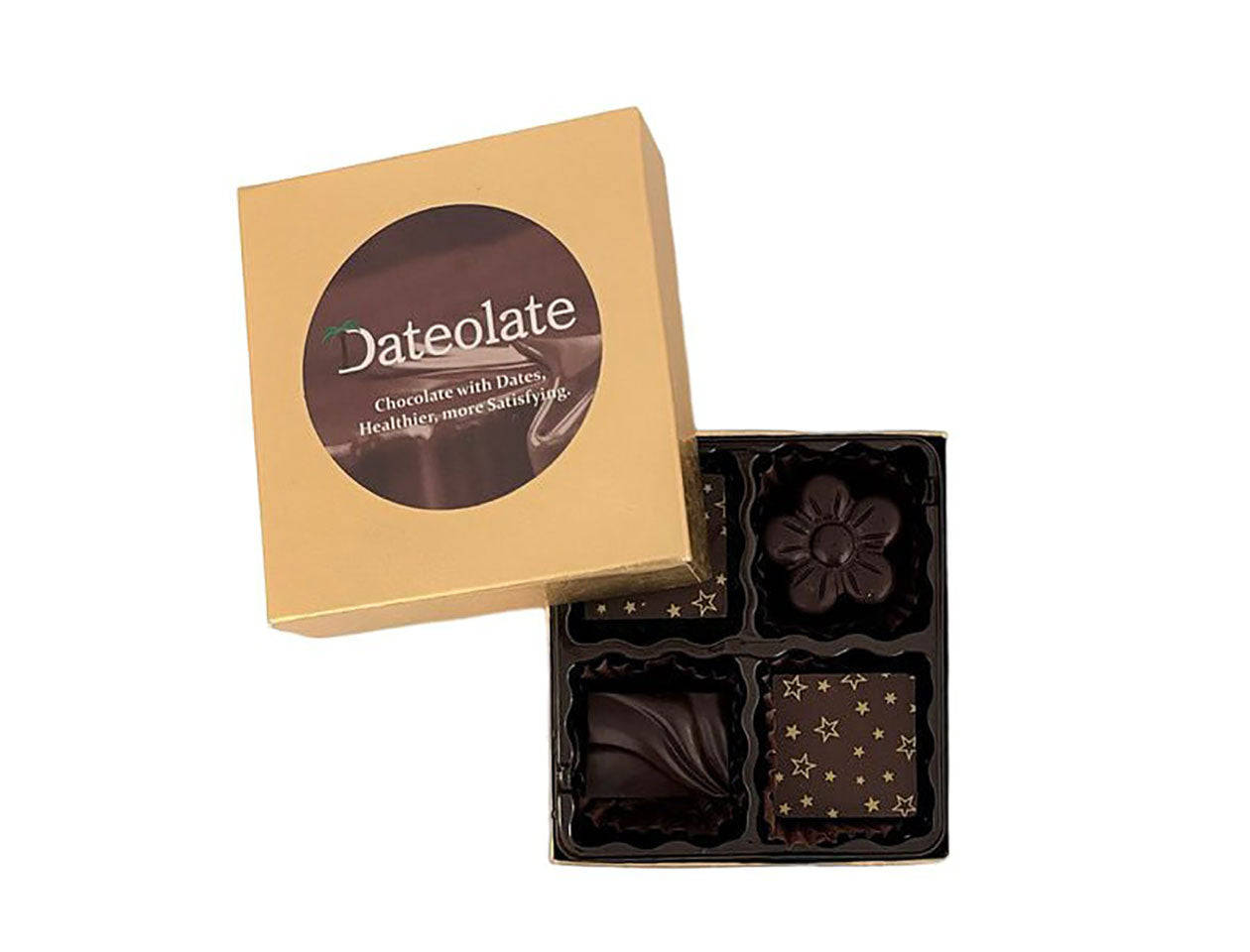 4 pc. Set of 4 Box Dateolate - Low Calorie, Gluten Free, All Natural, No Sugar Rush, Kosher