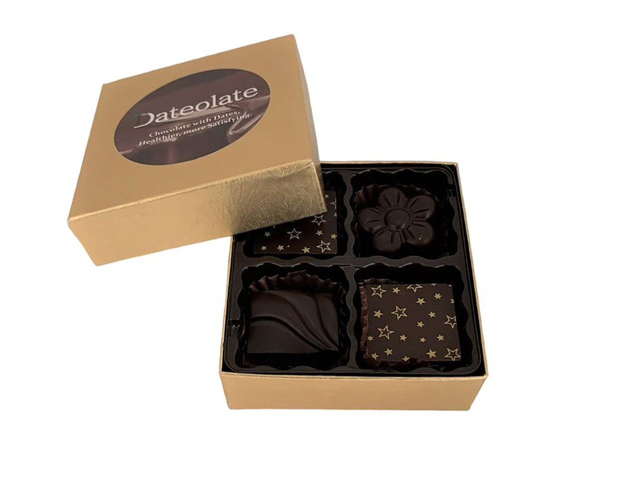 4 pc. Set of 4 Box Dateolate - Low Calorie, Gluten Free, All Natural, No Sugar Rush, Kosher