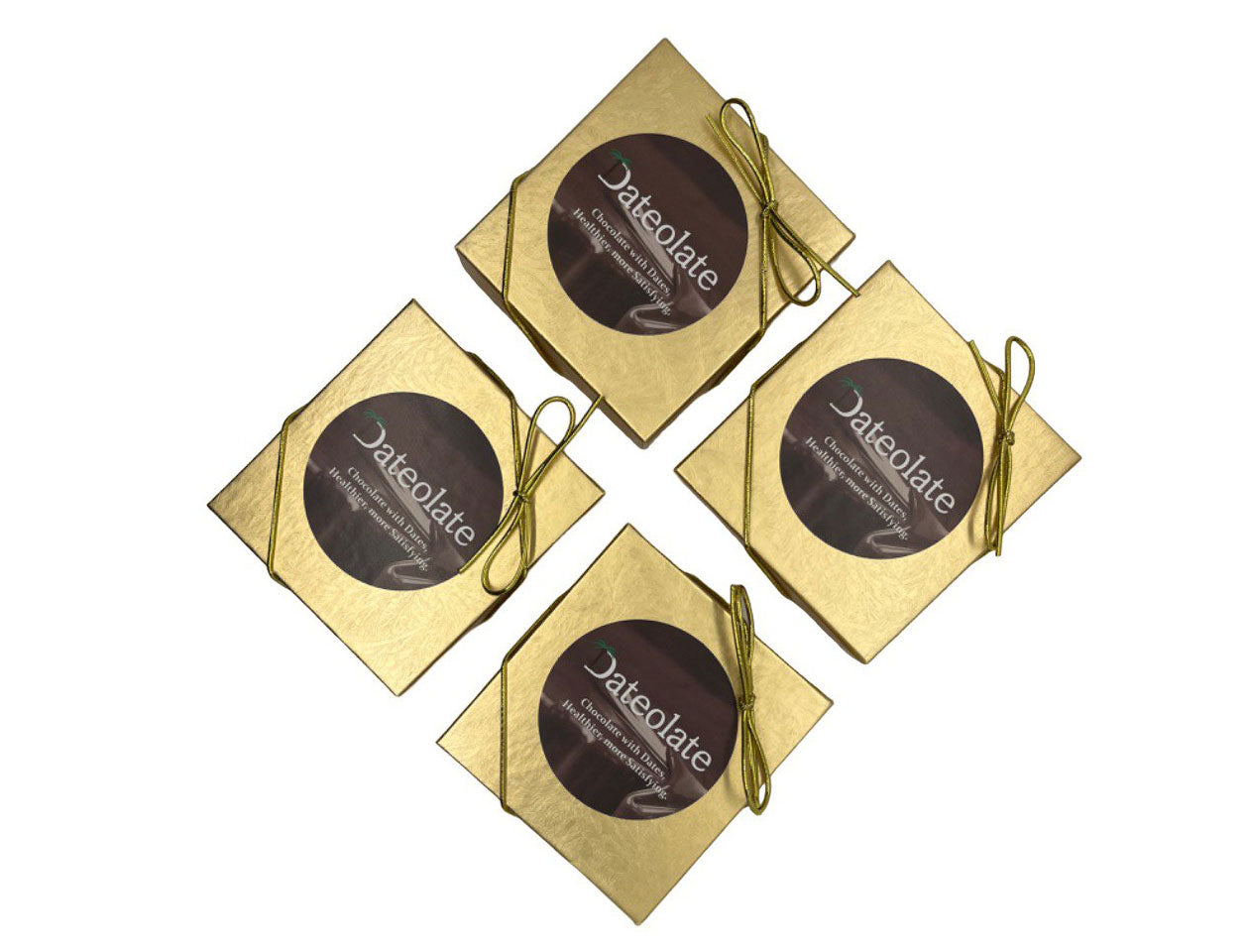 4 pc. Set of 4 Box Dateolate - Low Calorie, Gluten Free, All Natural, No Sugar Rush, Kosher