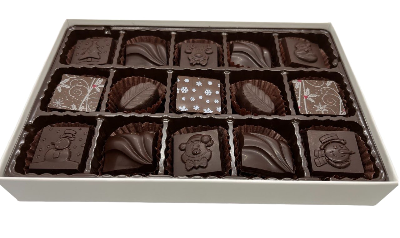 Holiday and Christmas Chocolate- Low Calorie, Gluten Free, All Natural, No Sugar Rush