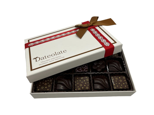 Mother's Day Dateolate Box  15 Pc - Low Calorie, Gluten Free, All Natural Filling , No Sugar Rush